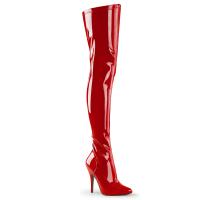 SEDUCE-3000 Pleaser Stiletto High-Heels Stretch Overkneestiefel rot Lack