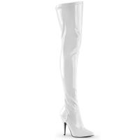 SEDUCE-3000 Pleaser high heels tigh stretch boots white patent