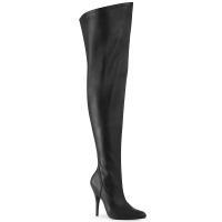 SEDUCE-3000WC Pleaser Pink Label high heels wide calf stretch thigh high boots black pu