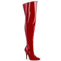 SEDUCE-3000WC Pleaser Pink Label high heels wide calf stretch thigh high boots red patent