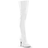 Sale SEDUCE-3010 Pleaser high heel thigh boot white patent 46