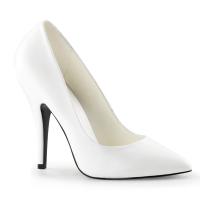 SEDUCE-420 erotische Pleaser High-Heels Stiletto Pumps weiß Lederoptik