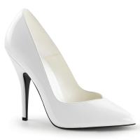 SEDUCE-420V sexy Pleaser high heels stiletto pumps v-cut white patent