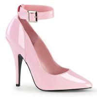 SEDUCE-431 sexy Pleaser Stilettoabsatz High-Heels Fesselriemchen Pumps babypink Lack