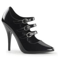 SEDUCE-453 Pleaser Stilettoabsatz High-Heels Pumps mit drei Riemchen schwarz Lack