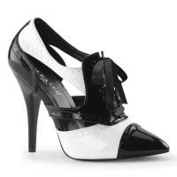 SEDUCE-458 Pleaser Stilettoabsatz High-Heels Cutout Pumps schwarz-weiß Lack