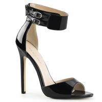 SEXY-19 Pleaser stiletto heel closed back ankle strap black patent