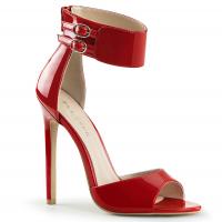 SEXY-19 Pleaser stiletto heel closed back ankle strap red patent