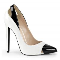 SEXY-22 Pleaser Bi-Color Stilettoabsatz High-Heels Pumps weiß-schwarz Lack