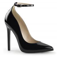 SEXY-23 Pleaser high heels ankle strap pointed toe pump black patent