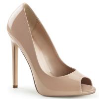 Sale SEXY-42 Pleaser High-Heels Peep Toe Plateaupumps hautfarben Lack zehenoffen 44