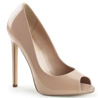 Sale SEXY-42 Pleaser High-Heels Peep Toe Plateaupumps hautfarben Lack zehenoffen 40