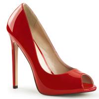 SEXY-42 Pleaser High-Heels Peep Toe Plateaupumps rot Lack zehenoffen