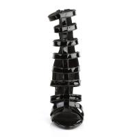 Preview: Sale SEXY-52 Pleaser Stilettoabsatz High-Heels Multiriemchen Käfig Sandaletten schwarz Lack 39