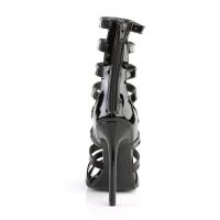 Preview: Sale SEXY-52 Pleaser Stilettoabsatz High-Heels Multiriemchen Käfig Sandaletten schwarz Lack 39