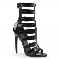 Sale SEXY-52 Pleaser Stilettoabsatz High-Heels Multiriemchen Käfig Sandaletten schwarz Lack 39