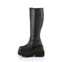Auktion SHAKER-100WC DemoniaCult extraweite Keil-Plateau Kniehohe Stiefel schwarz Matt 42