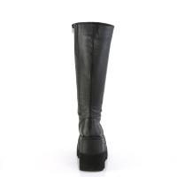 Auktion SHAKER-100WC DemoniaCult extraweite Keil-Plateau Kniehohe Stiefel schwarz Matt 42