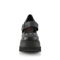Sale SHAKER-23 DemoniaCult Damen Keil-Plateaupumps schwarz Lederoptik Sternnieten 41