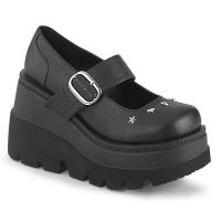 Auktion SHAKER-23 DemoniaCult Damen Keil-Plateaupumps schwarz Lederoptik Sternnieten 41