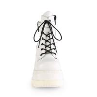 Sale SHAKER-52 DemoniaCult Damen knöchelhohe Keil-Plateau Schnür-Stiefeletten weiß Lederoptik 42