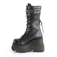 Sale SHAKER-70 DemoniaCult Damen Keil-Plateau Schnür-Stiefel Spikes schwarz Lederoptik 36