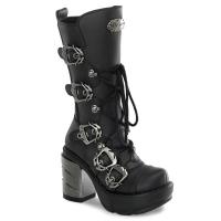 Sale SINISTER-203 vegane DemoniaCult Damen Plateaustiefel Chromabsatz schwarz Lederlook 39
