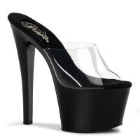 Sale SKY-301 Pleaser Damen High-Heels Plateaupantoletten transparent schwarz 44