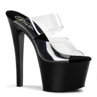 SKY-302 Pleaser high heels platform two-band slide clear black