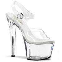 SKY-308 Pleaser High-Heels Plateausandaletten transparent Lederinnensohle