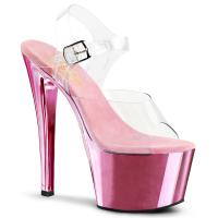 SKY-308 Pleaser high heels platform ankle strap sandal transparent baby pink chrome