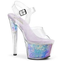 SKY-308MC Pleaser vegan lady high heels platform sandal holo mermaid scales lavender