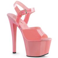 SKY-308N Pleaser High-Heels Plateausandaletten weiche Riemchen babypink