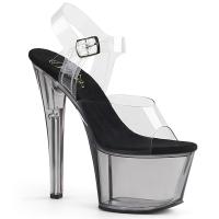 Sale SKY-308T Pleaser high heels platform ankle strap sandal transparent smoke tinted 39
