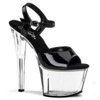 Sale SKY-309 Pleaser high heels platform ankle strap sandal black patent transparent 38