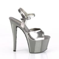 SKY-309TTG Pleaser High-Heels Plateausandaletten zinn metallic Chrom Glitter