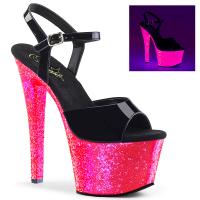 Sale SKY-309UVLG Pleaser high heels platform ankle strap sandal neon uv hot pink patent 39