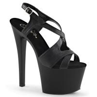 SKY-330 Pleaser High-Heels Plateausandaletten gekreuzte Riemchen schwarz matt