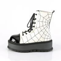 Auktion SLACKER-88 DemoniaCult Plateau Stiefeletten weiss leuchtend Lederoptik schwarz 41