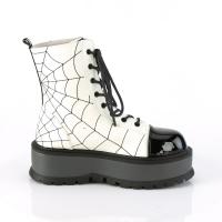 Auktion SLACKER-88 DemoniaCult Plateau Stiefeletten weiss leuchtend Lederoptik schwarz 41