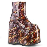 Sale SLAY-204LBH DemoniaCult Damen Keil-Plateau knöchelhohe Stiefeletten burgund Hologramm Effekte 38