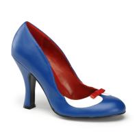 SMITTEN-05 Pin Up Couture two-tone high heels pump peter pan collar navy blue white matte