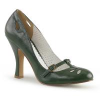 SMITTEN-20 Pin Up Couture Spannriemchen Damen Pumps Cutouts waldgrün Lederoptik