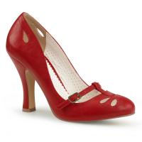 SMITTEN-20 Pin Up Couture Spannriemchen Damen Pumps Cutouts rot Lederoptik
