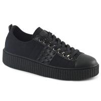 SNEEKER-107 DemoniaCult Unisex Schuhe Rund Nieten Panel schwarz Canvas Lederlook