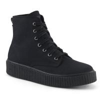SNEEKER-201 Demonia Unisex Damen Herren Sneeker Schnür Schuhe schwarz Canvas