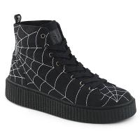 SNEEKER-250 Demonia Unisex Damen Herren Schuhe Spinnennetz Detail schwarz Canvas