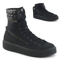 SNEEKER-270 Demonia hohe Sneaker gepolsterter Kragen schwarz Canvas Nieten Prägung