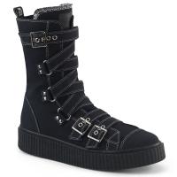 SNEEKER-318 Demonia Unisex Damen Herren Stiefel Riemen Sneaker schwarz Canvas