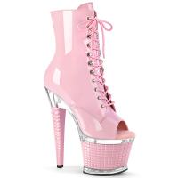 SPECTATOR-1021 Pleaser Peep Toe High Heels Plateaustiefeletten babypink Lack klar